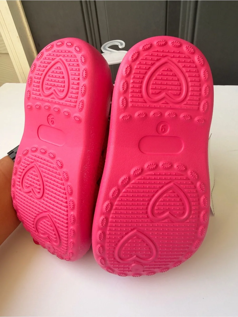 Barbie Glitter Heart Logo Slip-On Clogs in Bright Pink